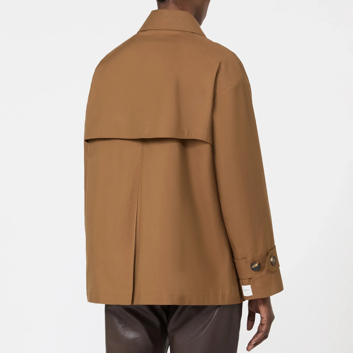 Max Mara Trench Doppiopetto in Cotone Antigoccia Mtczeno Cuoio