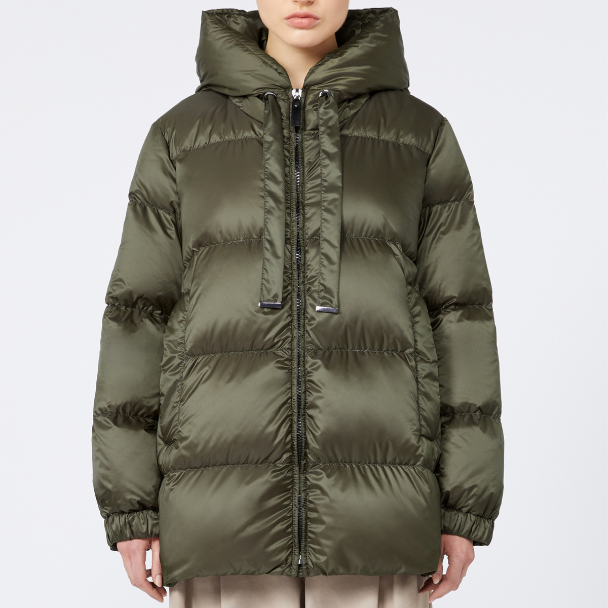 Max Mara Piumino in Tela Antigoccia Seia Donna Verde Kaki