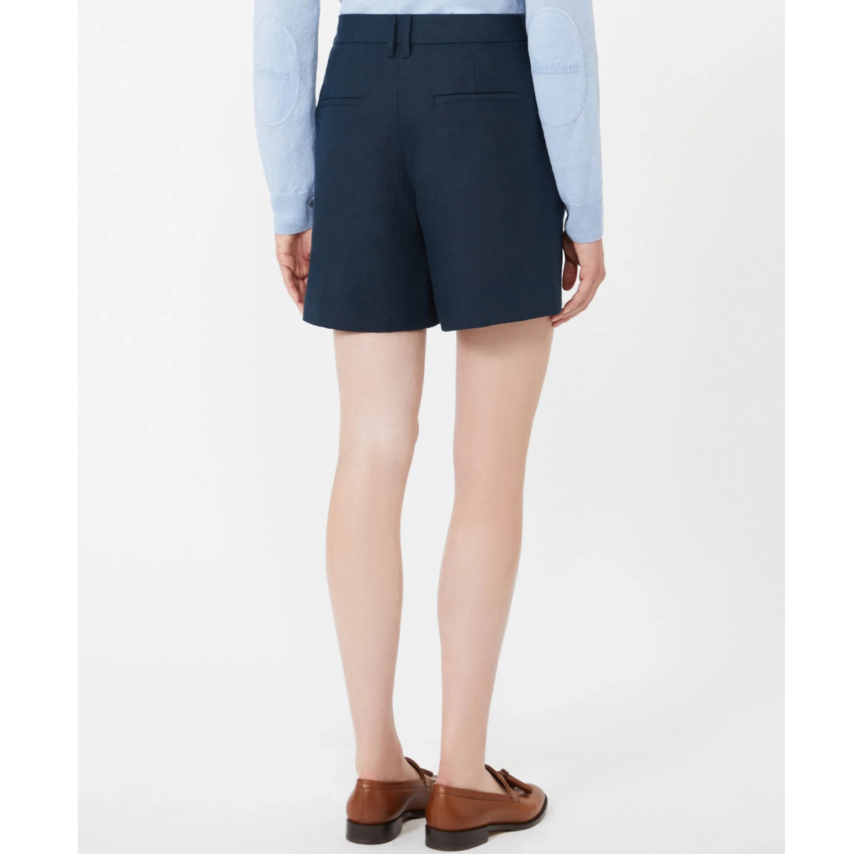 Max Mara Shorts in Stuoia di Lino SMMParty Donna Blu Notte