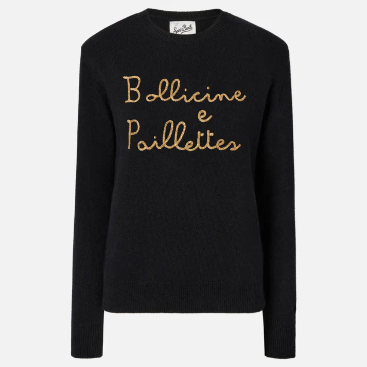 Mc2 Saint Barth Maglione New Queen con Ricamo Bollicine Paillettes Donna Nero