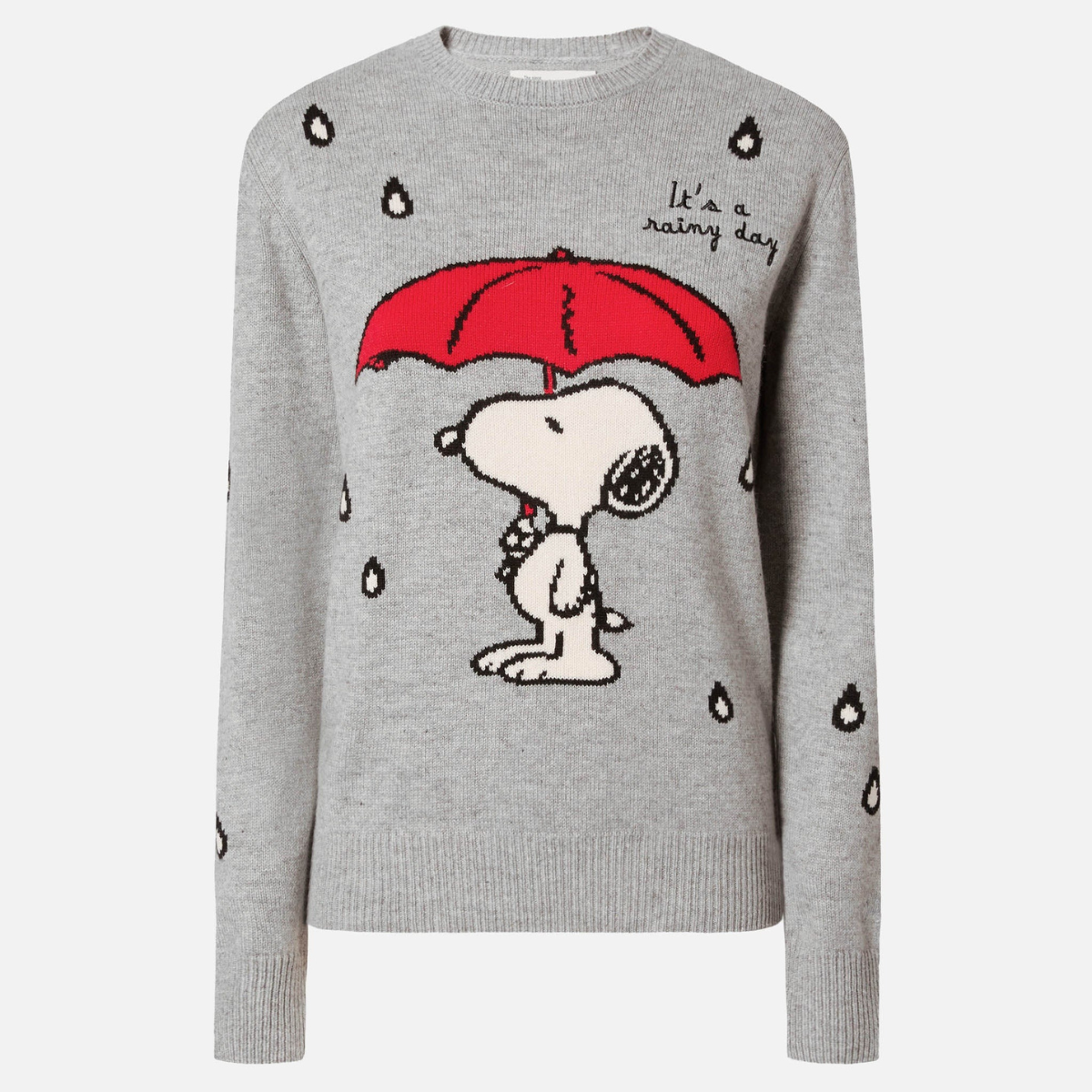 Mc2 Saint Barth Maglione New Queen con Jacquard e Ricamo Snoopy Donna Grigio