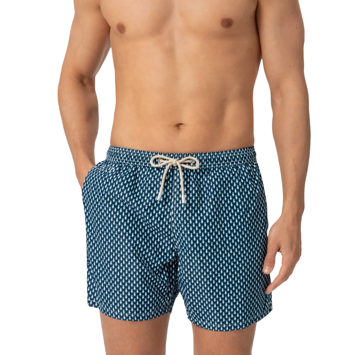 MC2 Saint Barth Costume a Pantaloncino Uomo Lighting Micro Fantasy Pesci Blu