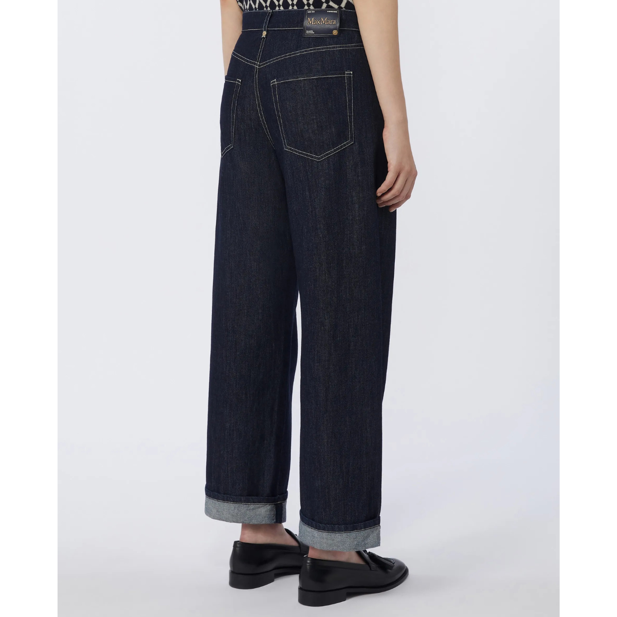 Max Mara Jeans in Denim con Risvolto SMMChiara Donna Blu Marino