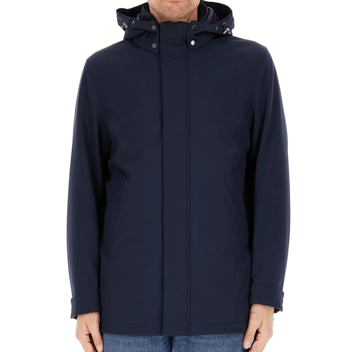 Woolrich Parka Imbottito Soft Shell Barrow Mac Coat Uomo Melton Blue