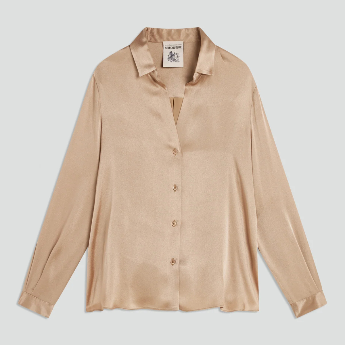 Semicouture Camicia in Rasetto Donna Ava Naturale