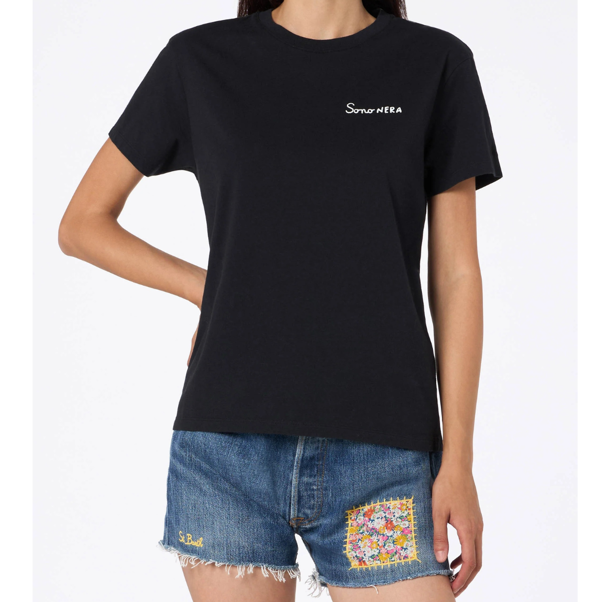 Mc2 Saint Barth T-Shirt in Cotone Emilie Ricamo Sono Nera