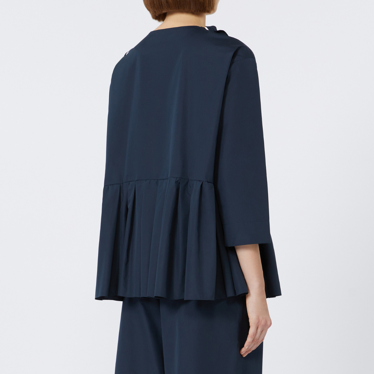 Max Mara Camicia in Cotone Lavato con Balza Musa Donna Blu Marino