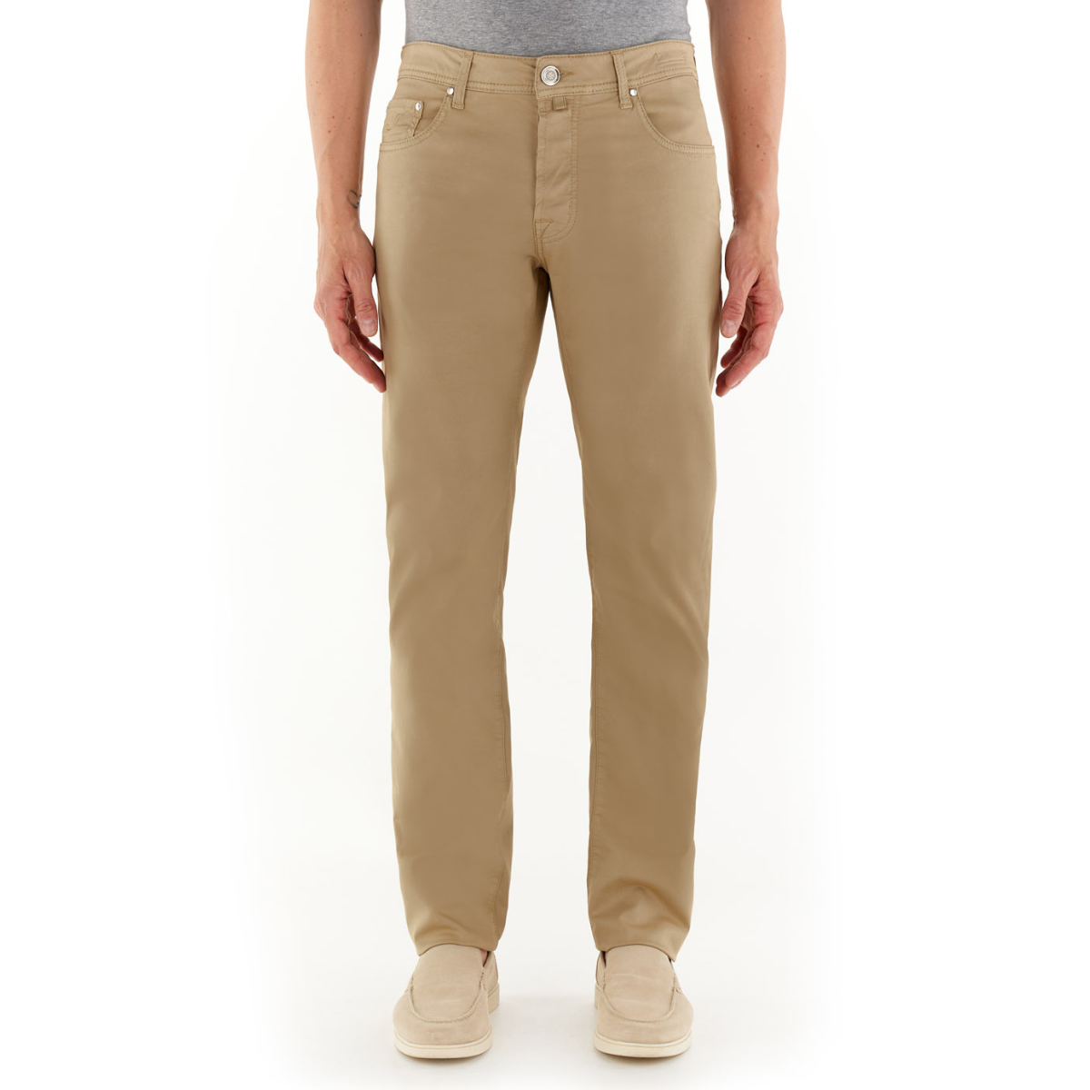 Jacob Cohën Pantaloni in Twill di Cotone Stretch Uomo Nick Slim Fit Beige