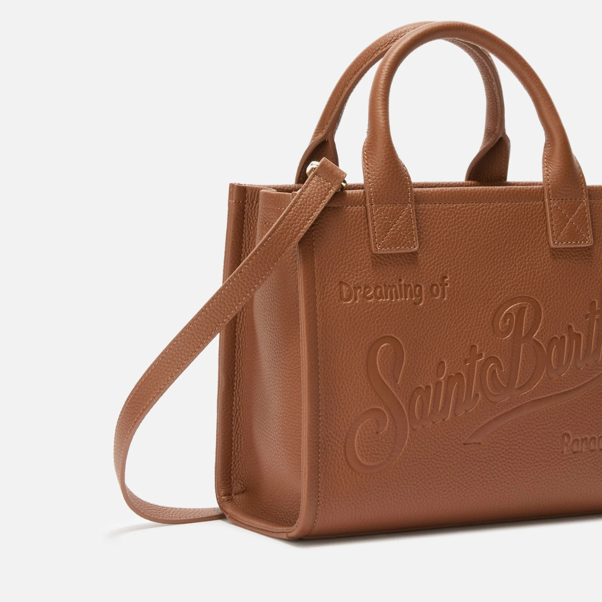 Mc2 Saint Barth Borsa a Spalla in Pelle Martellata Vanity Bag Midi Donna Cammello