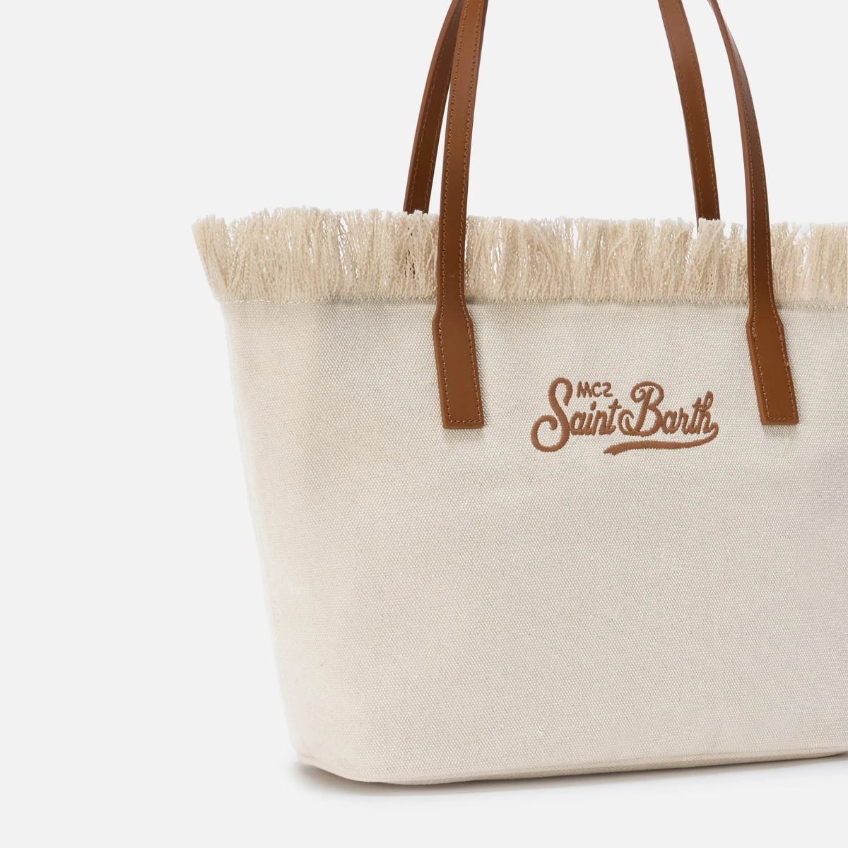 Mc2 Saint Barth Borsa Shopper City Medium in Canvas di Cotone Burro