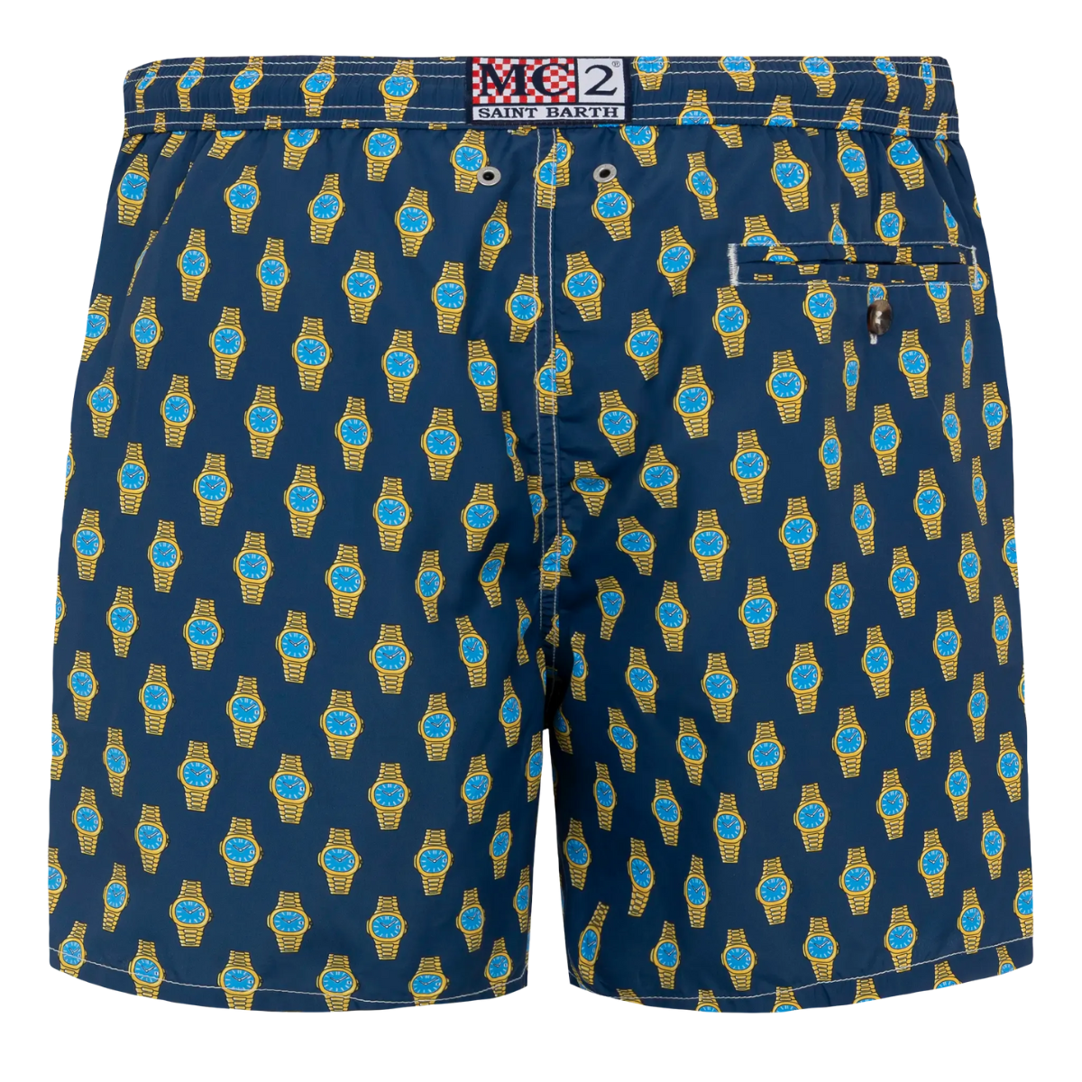 Mc2 Saint Barth Costume Mare in Tessuto Leggero Uomo Lighting con Stampa Orologi