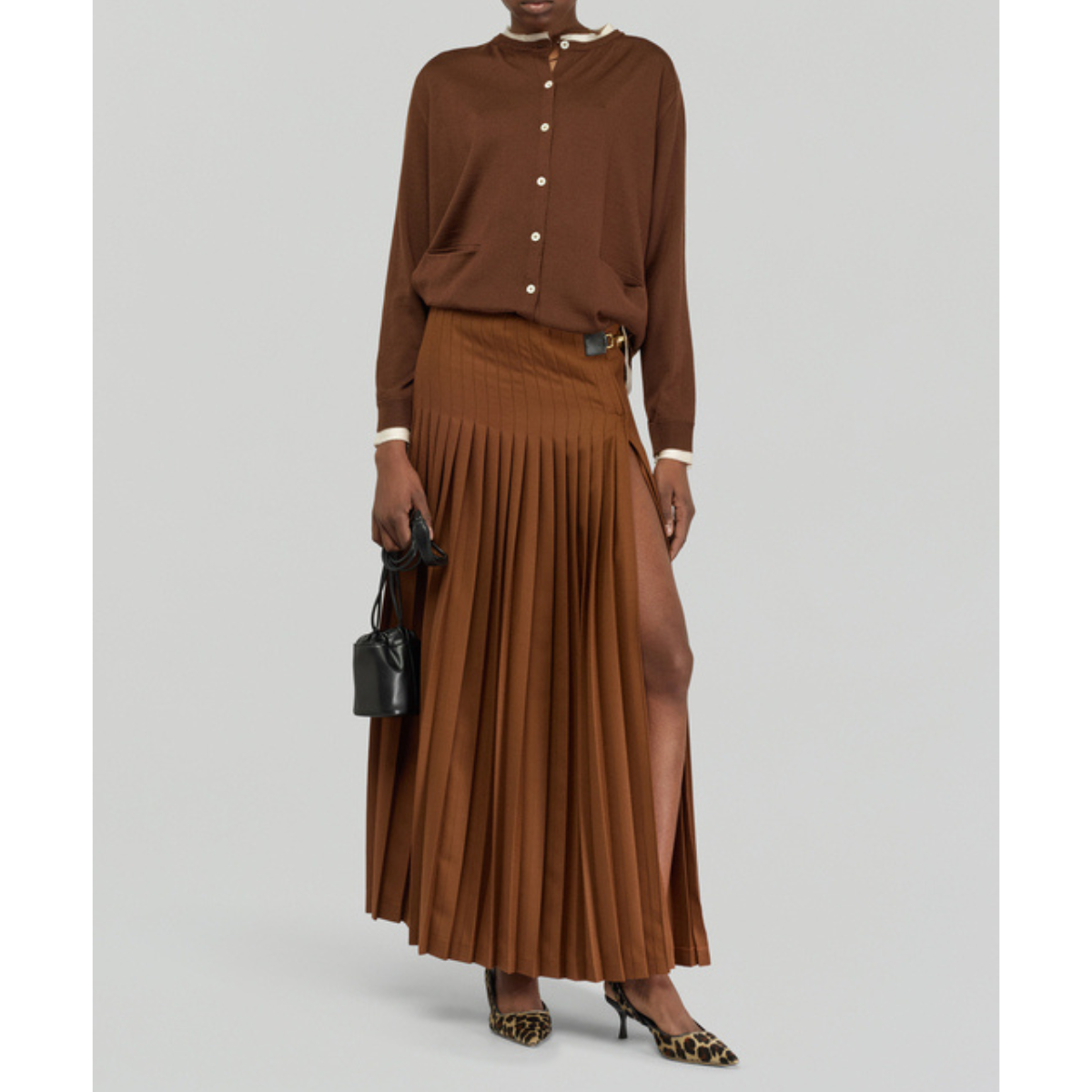 Semicouture Gonna Kiltie con Spacco in Lana Auguenda Donna Tegola