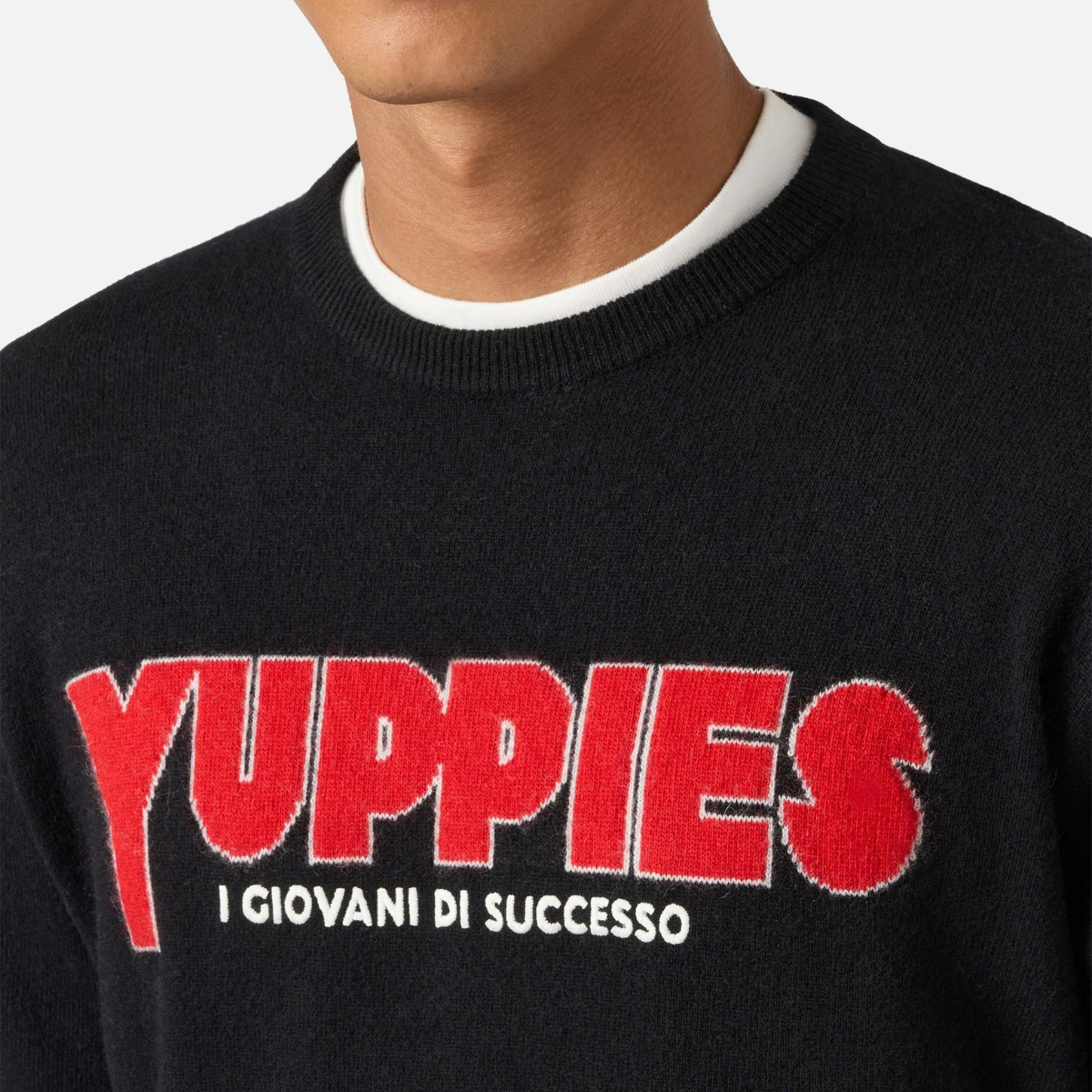 Mc2 Saint Barth Maglione in Lana Heron con Jaquard Yuppies Uomo Nero