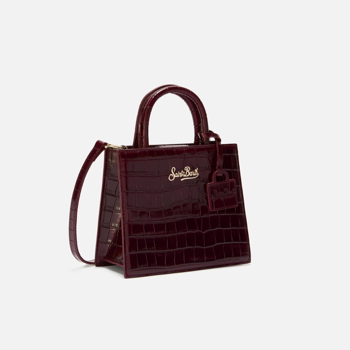 Mc2 Saint Barth Borsa a Mano in Pelle Stampata Cocco Shop Bag Mini Donna Bordeaux