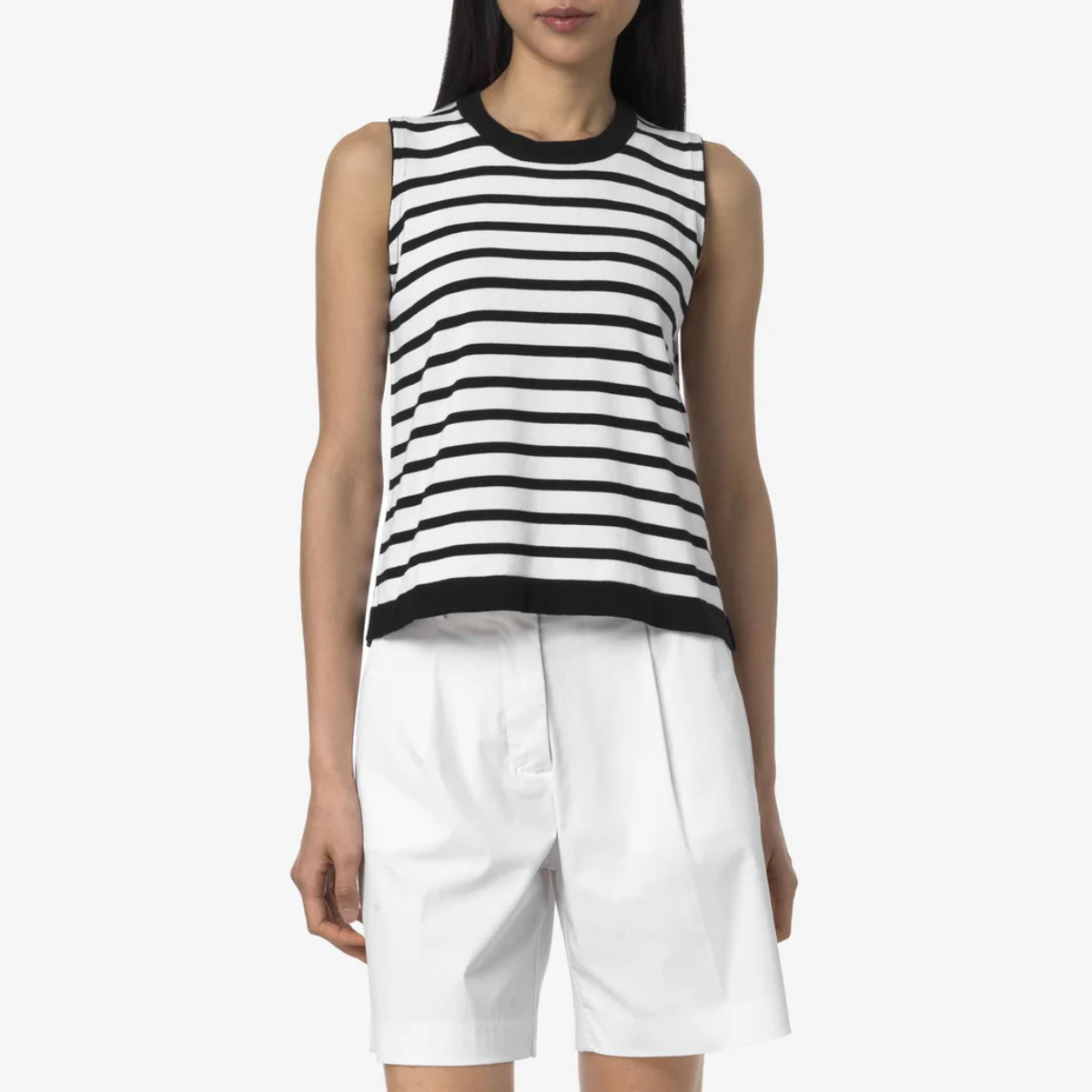 K-Way Canotta in Cotone Donna Geri Stripes Bianco e Nero