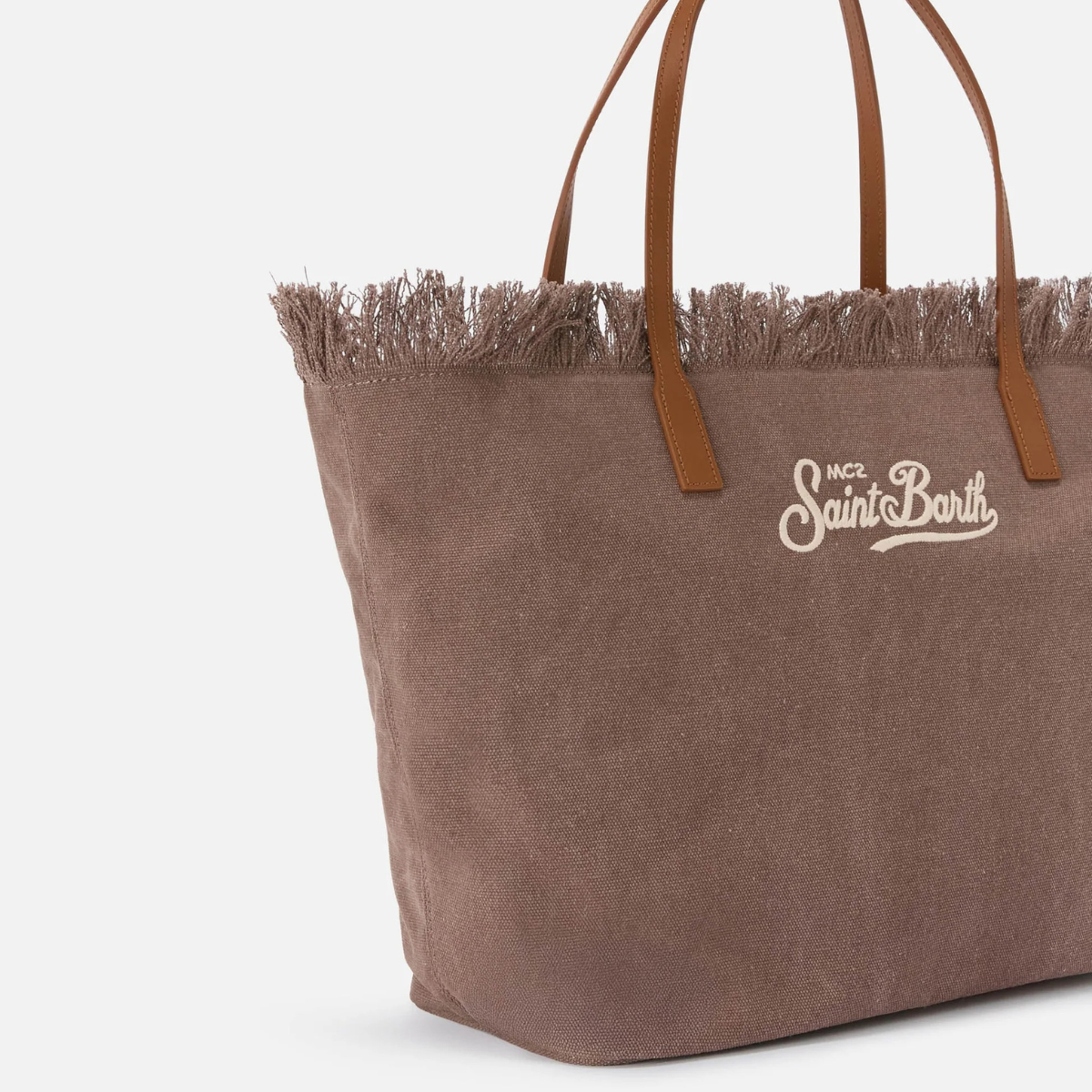 Mc2 Saint Barth Borsa in Canvas City Regular con Frange Marrone