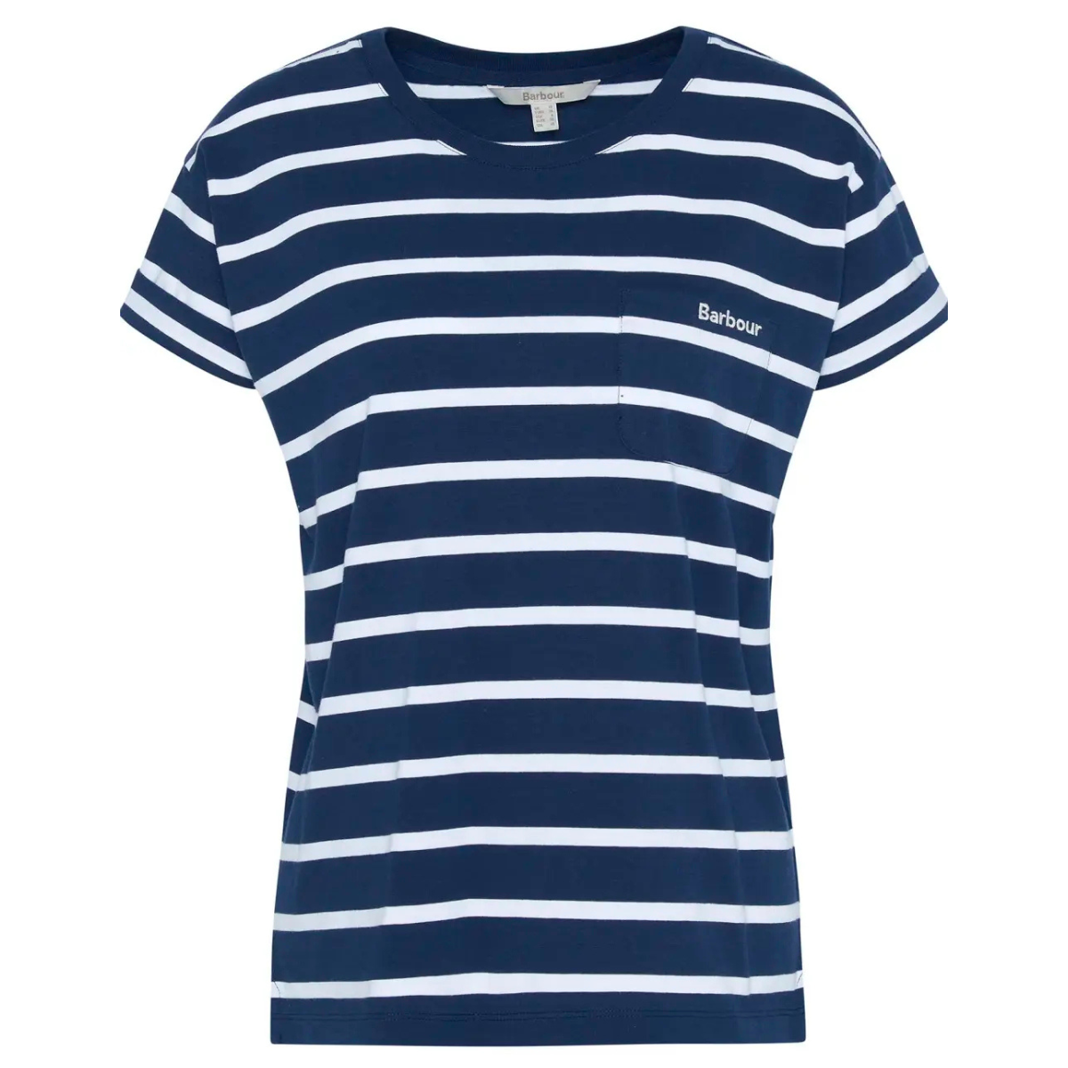 Barbour T-Shirt in Cotone Otterburn a Righe Donna Blu e Bianco