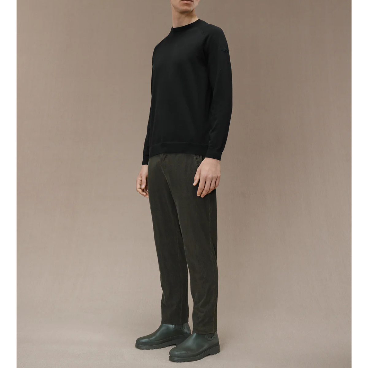 RRD Maglia in Cotone Uomo Amos Cotton Round Knit Nero