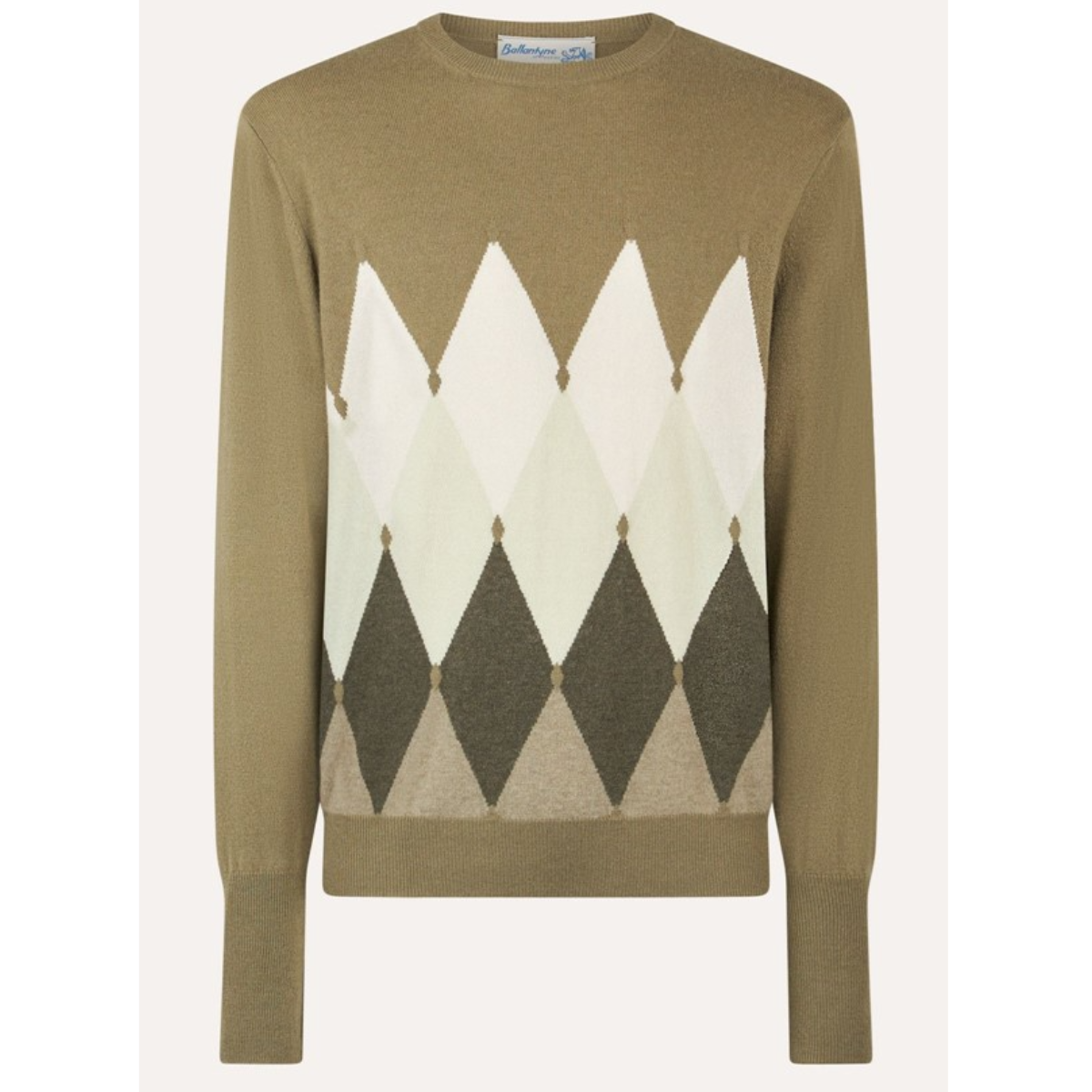 Ballantyne Maglione Girocollo in Cashmere Uomo Rombi Verde