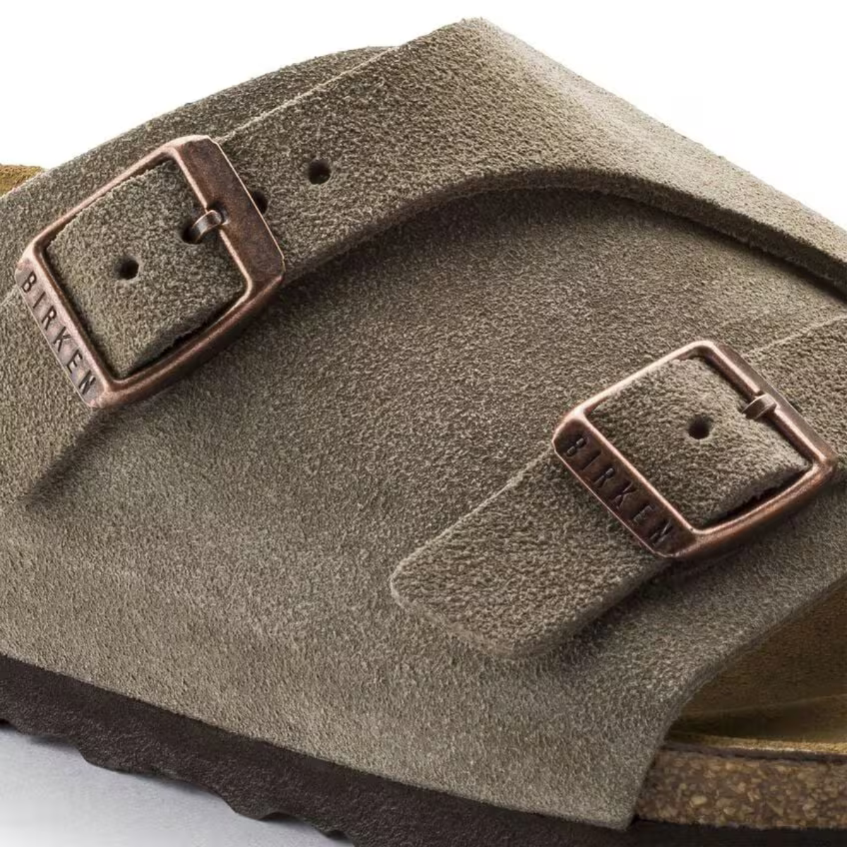 Birkenstock Sandalo in Pelle Scamosciata Zurich Unisex Taupe