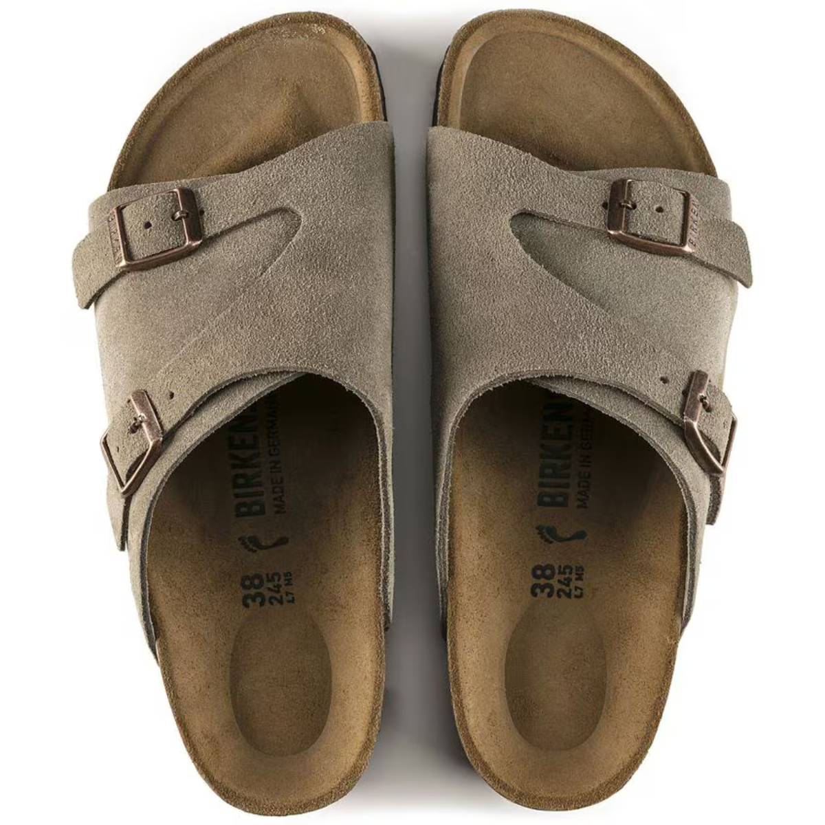 Birkenstock Sandalo in Pelle Scamosciata Zurich Unisex Taupe