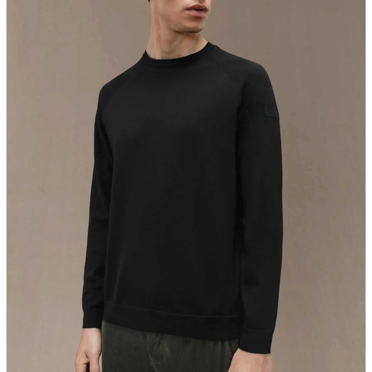 RRD Maglia in Cotone Uomo Amos Cotton Round Knit Nero