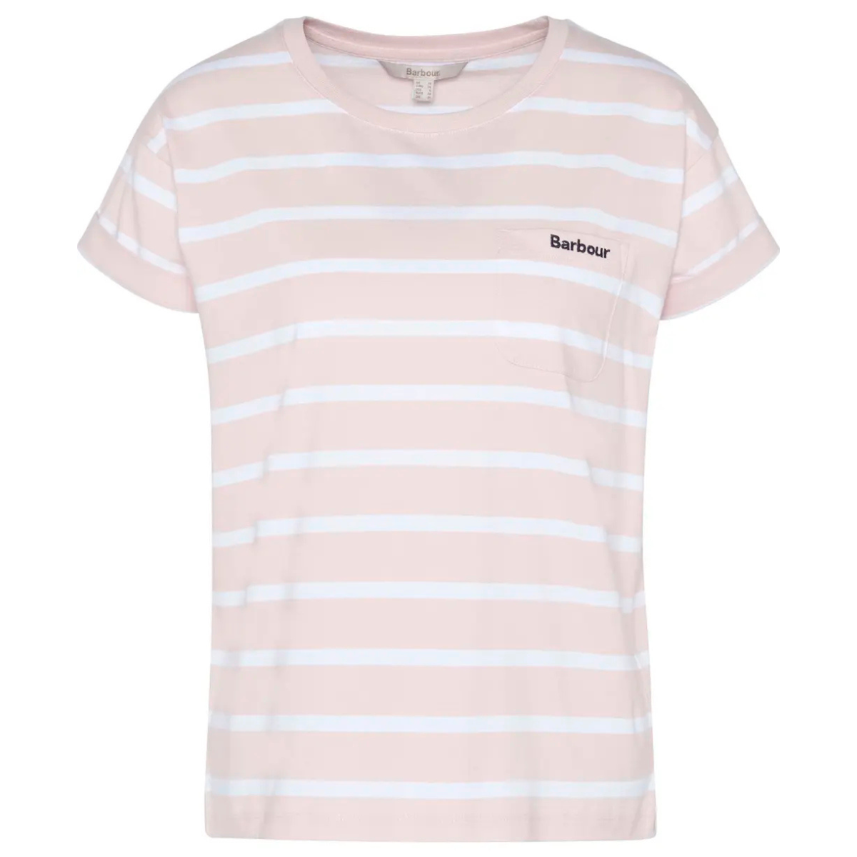 Barbour T-Shirt in Cotone Otterburn a Righe Donna Rosa e Bianco