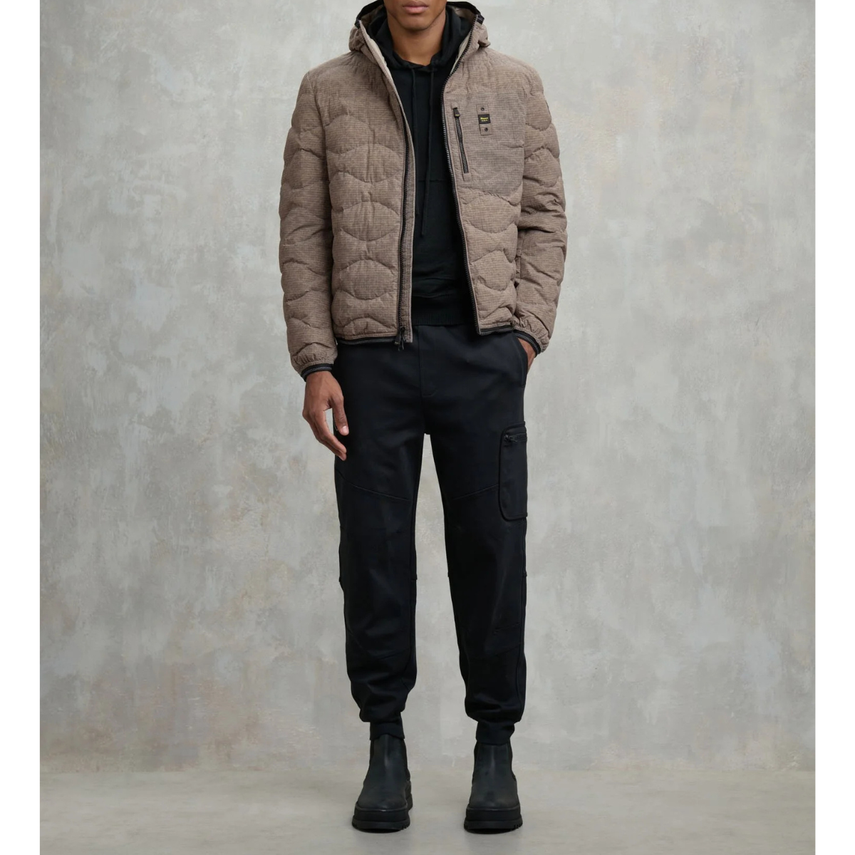 Blauer Piumino Wax Trapuntato ad onde Uomo Antracite