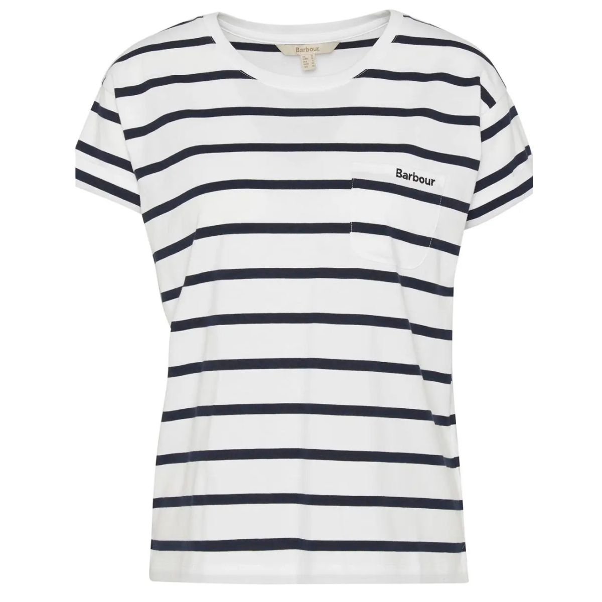 Barbour T-Shirt in Cotone Otterburn a Righe Donna Bianco e Blu