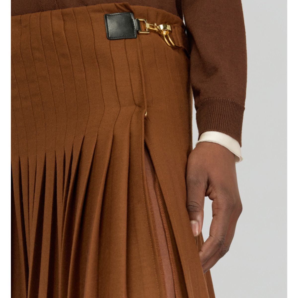 Semicouture Gonna Kiltie con Spacco in Lana Auguenda Donna Tegola