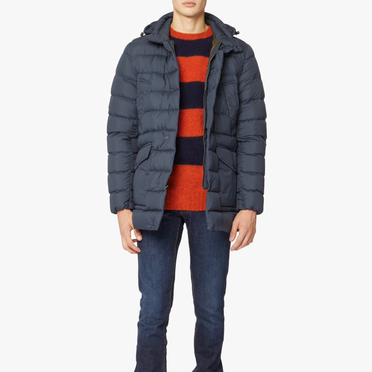 Woolrich Parka Imbottito Uomo Sierra Detachable Hood Parka Melton Blue
