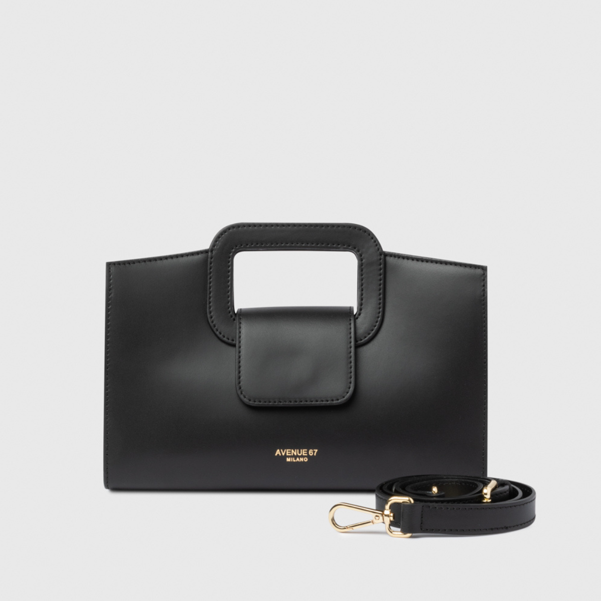 Avenue 67 Borsa Pochette in Pelle Square Nero