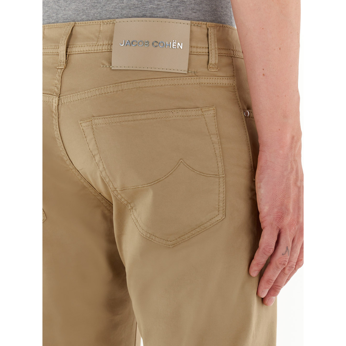 Jacob Cohën Pantaloni in Twill di Cotone Stretch Uomo Nick Slim Fit Beige