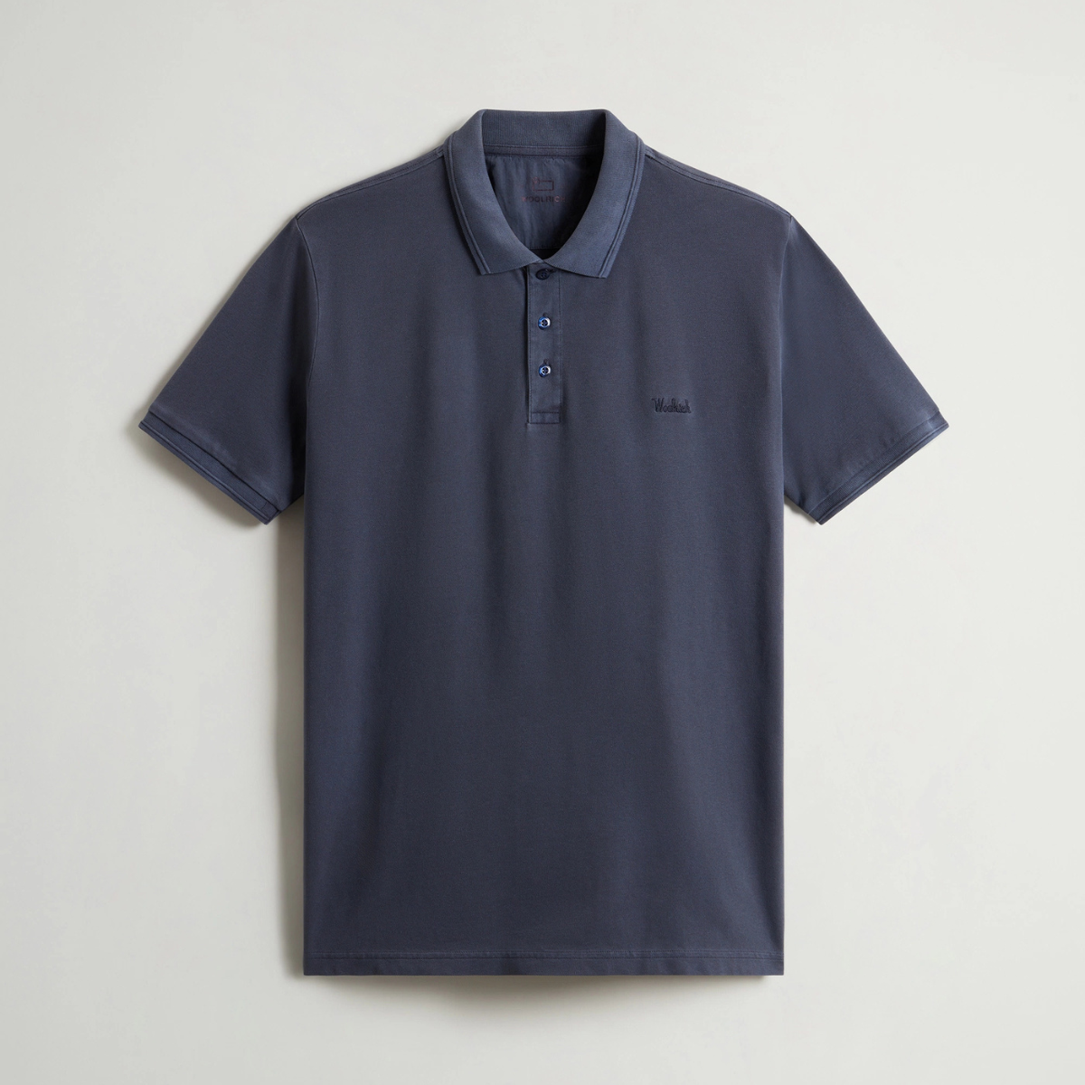 Woolrich Polo in Piquè di Cotone Elasticizzato Uomo Macknack Melton Blue