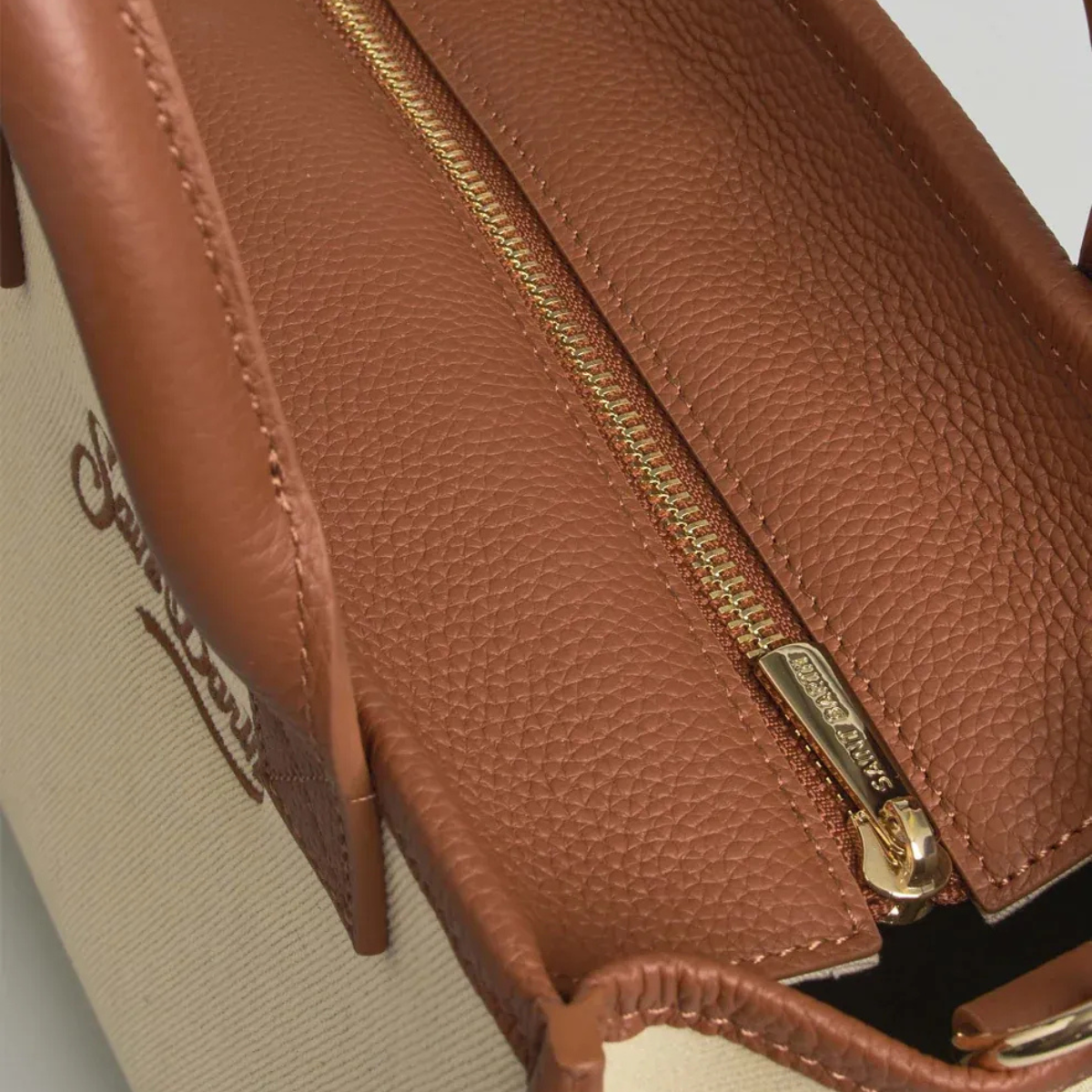 Mc2 Saint Barth Borsa Vanity Mini in Pelle e Canvas Beige