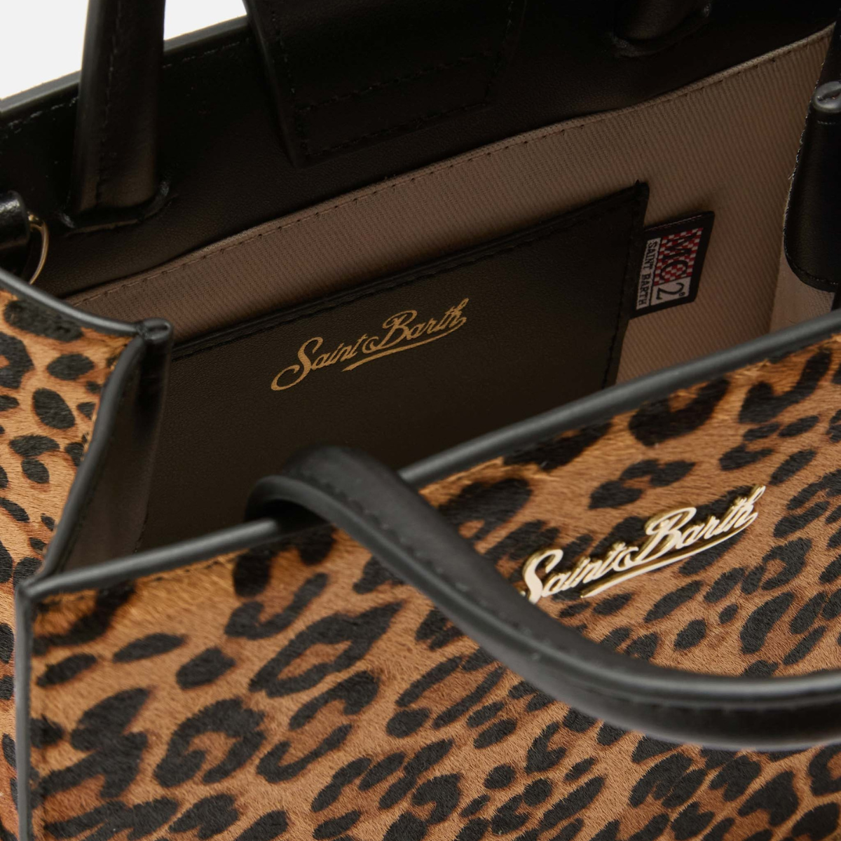 Mc2 Saint Barth Borsa in Pelle e Cavallino Shop Bag Mini Donna Leopardato
