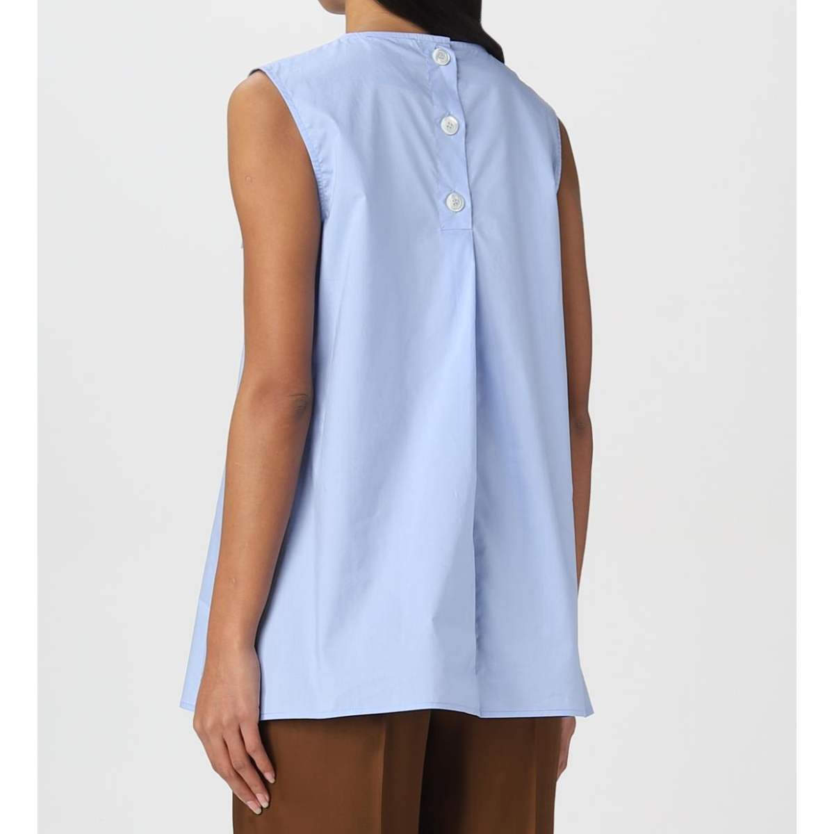 Semicouture Canotta in Cotone con Taschine Applicate Donna Azzurro