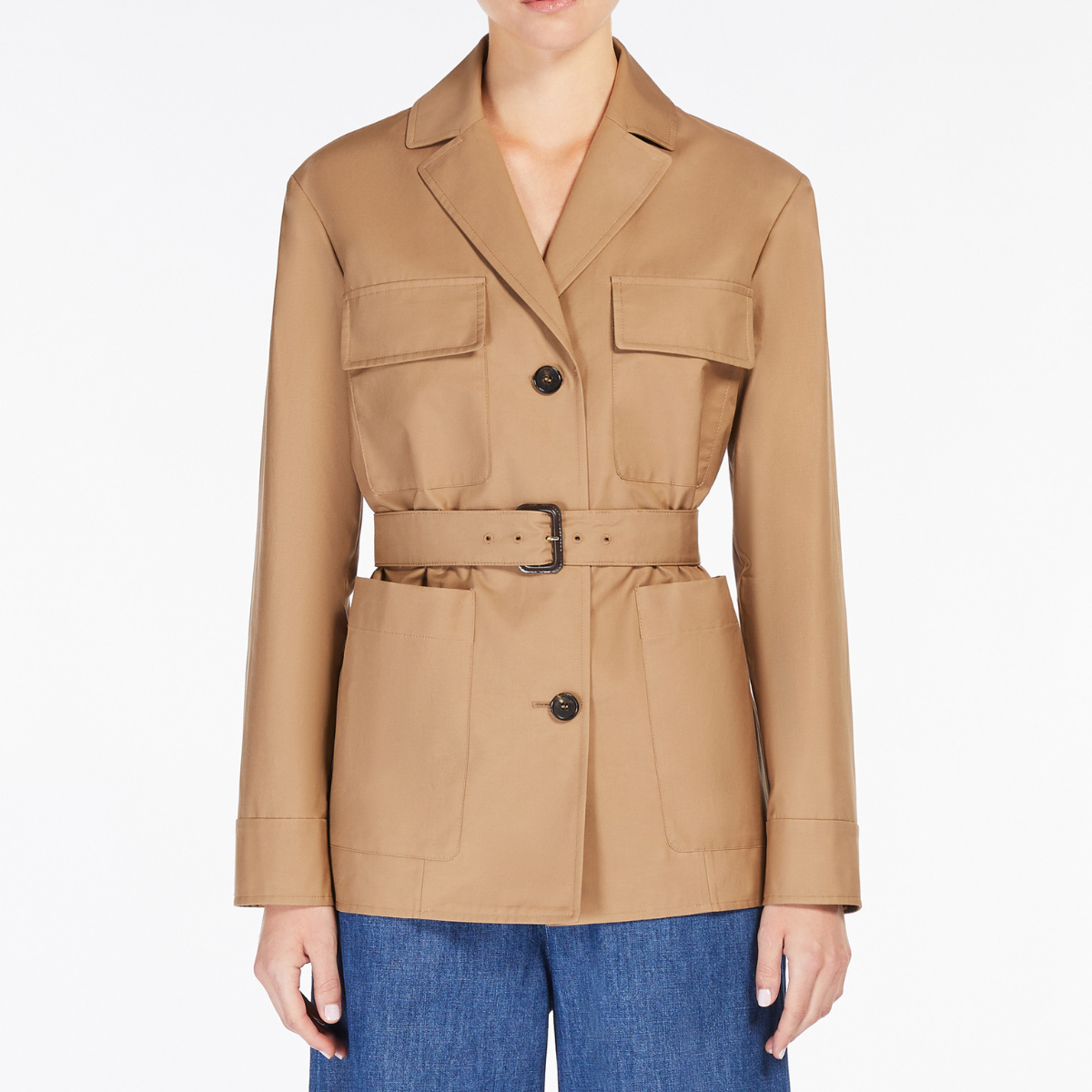 Max Mara Giacca in Cotone Antigoccia Donna Giulia Cammello