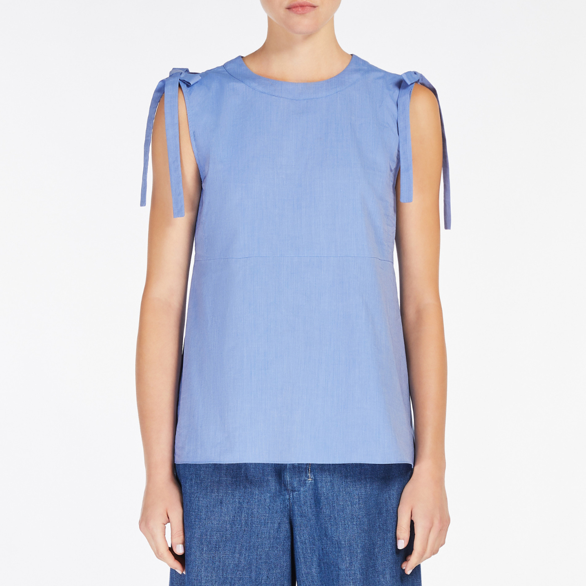 Max Mara Top in Tela di Cotone Donna Eleonora Azzurro