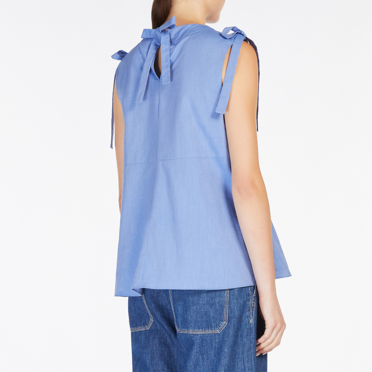 Max Mara Top in Tela di Cotone Donna Eleonora Azzurro