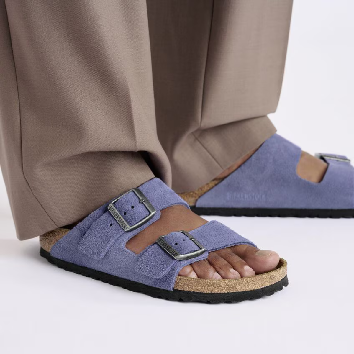 Birkenstock Sandalo Arizona in Pelle Scamosciata Donna Purple Dusk