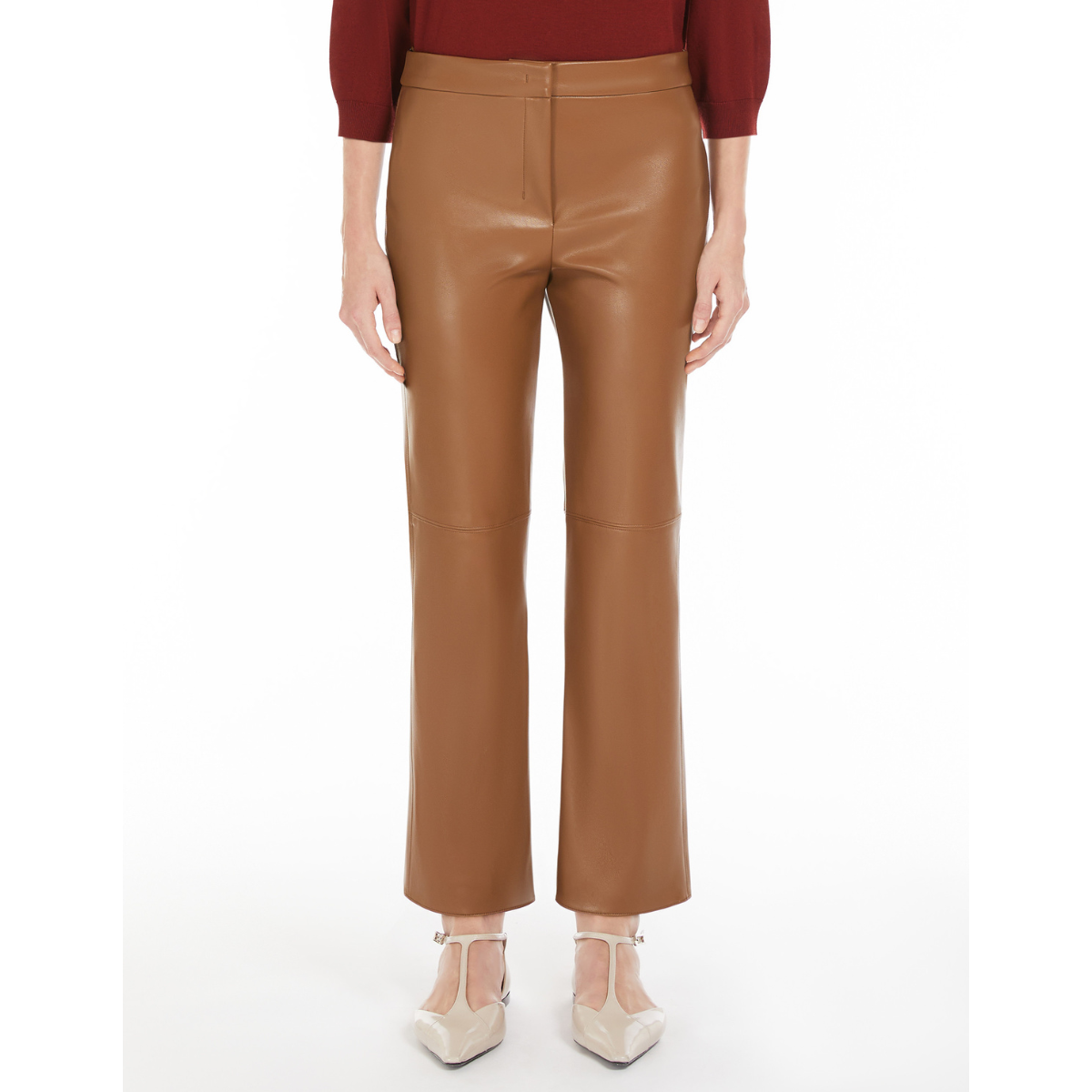 Max Mara Pantalone in Tessuto Spalmato Donna Sublime Cammello