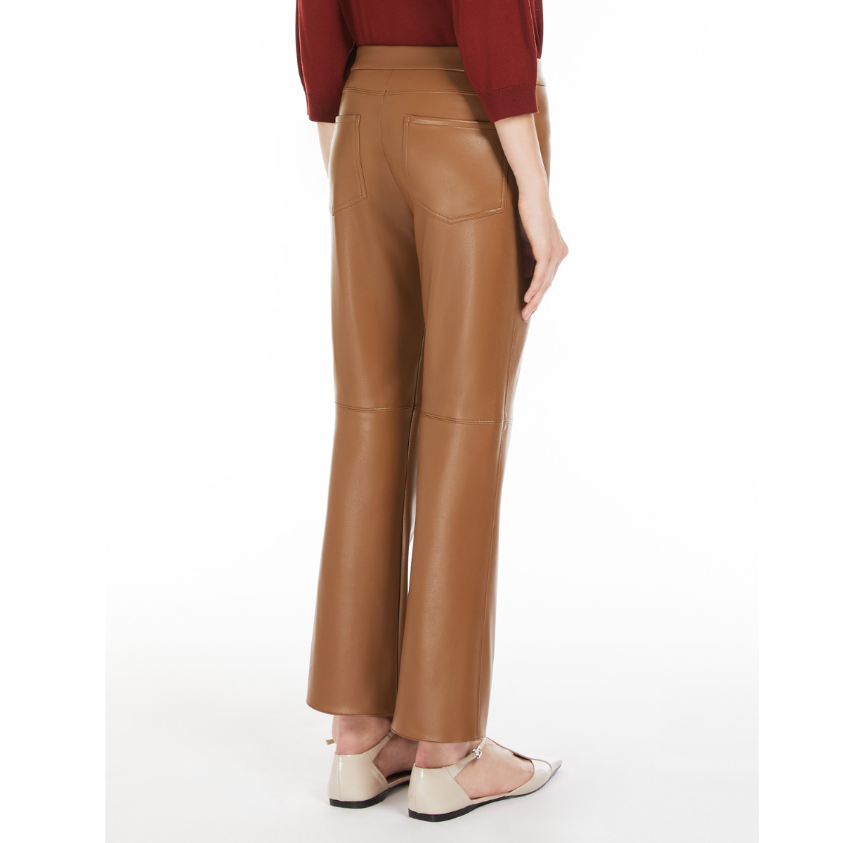 Max Mara Pantalone in Tessuto Spalmato Donna Sublime Cammello