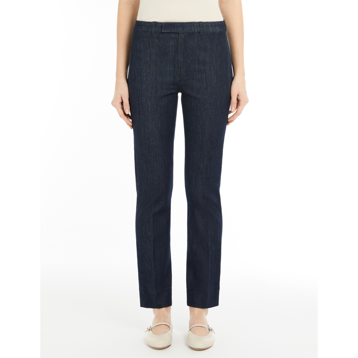 Max Mara Pantalone in Denim Elasticizzato Donna Uberti Blu Notte