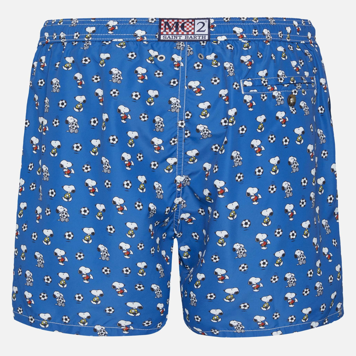 MC2 Saint Barth Costume a Pantaloncino Lighting con Stampa Snoopy Soccer Play Azzurro