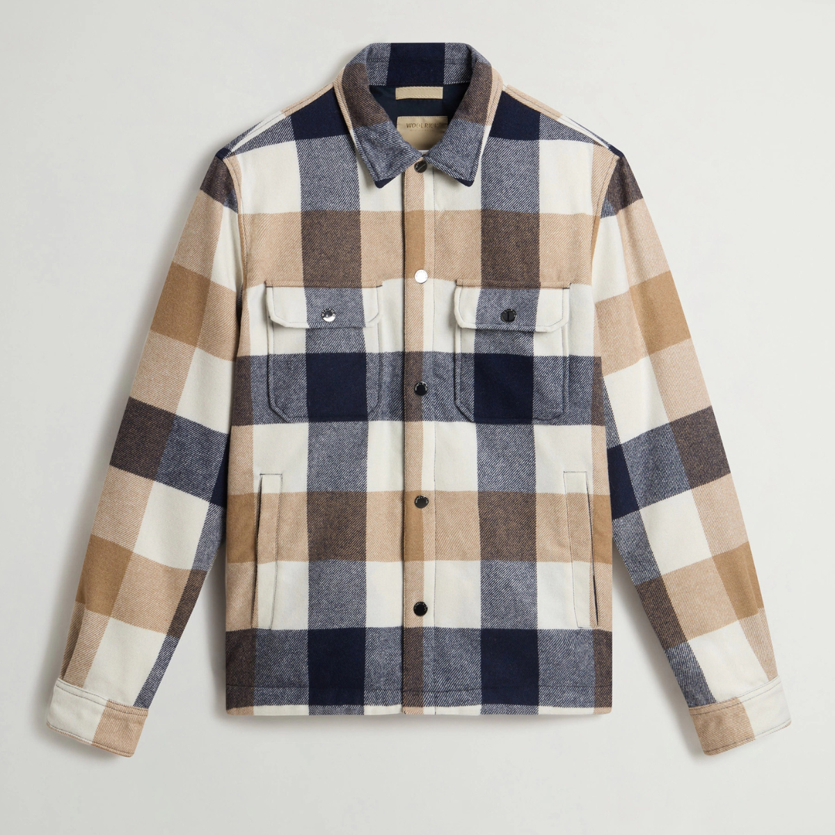 Woolrich Giacca a Camicia in Misto Lana Alaskan Check Uomo Oatmeal Check