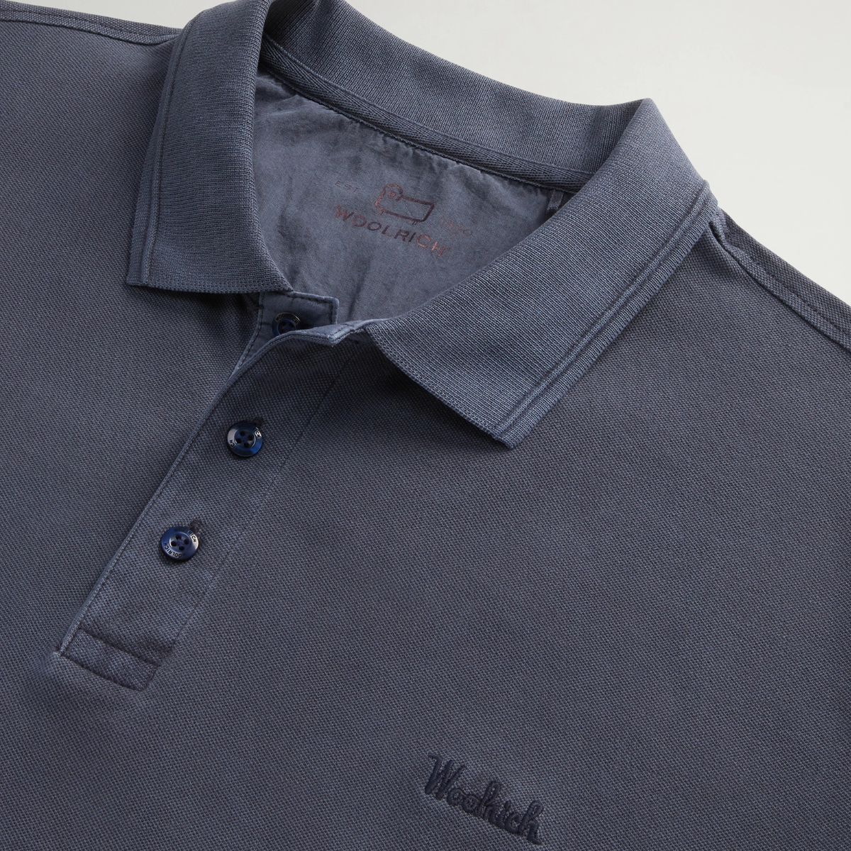 Woolrich Polo in Piquè di Cotone Elasticizzato Uomo Macknack Melton Blue