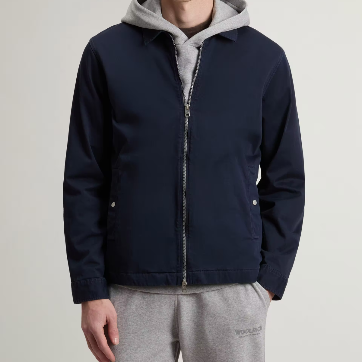 Woolrich Giacca a Camicia in Twill di Cotone Timber Uomo Melton Blue