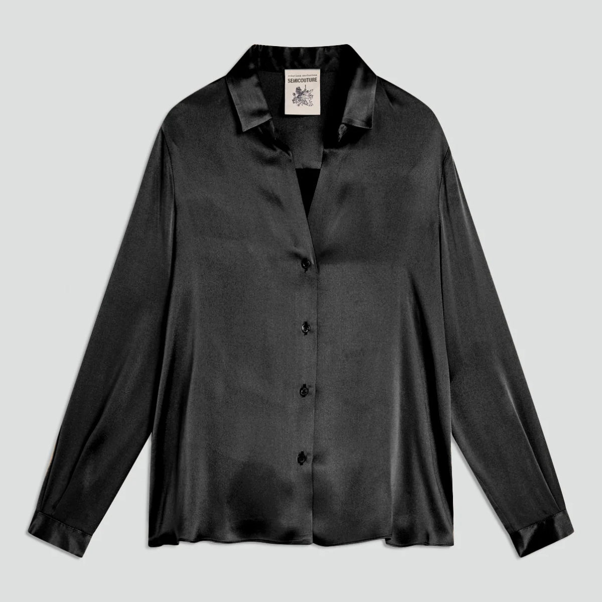 Semicouture Camicia in Rasetto Donna Ava Nero