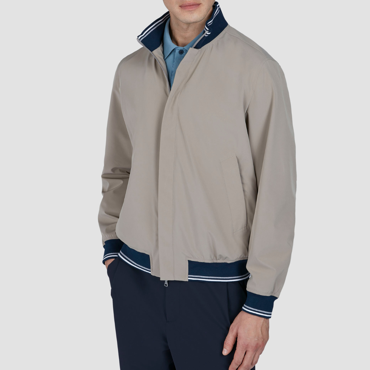 Paul & Shark Bomber con Profili a Righe Uomo Beige